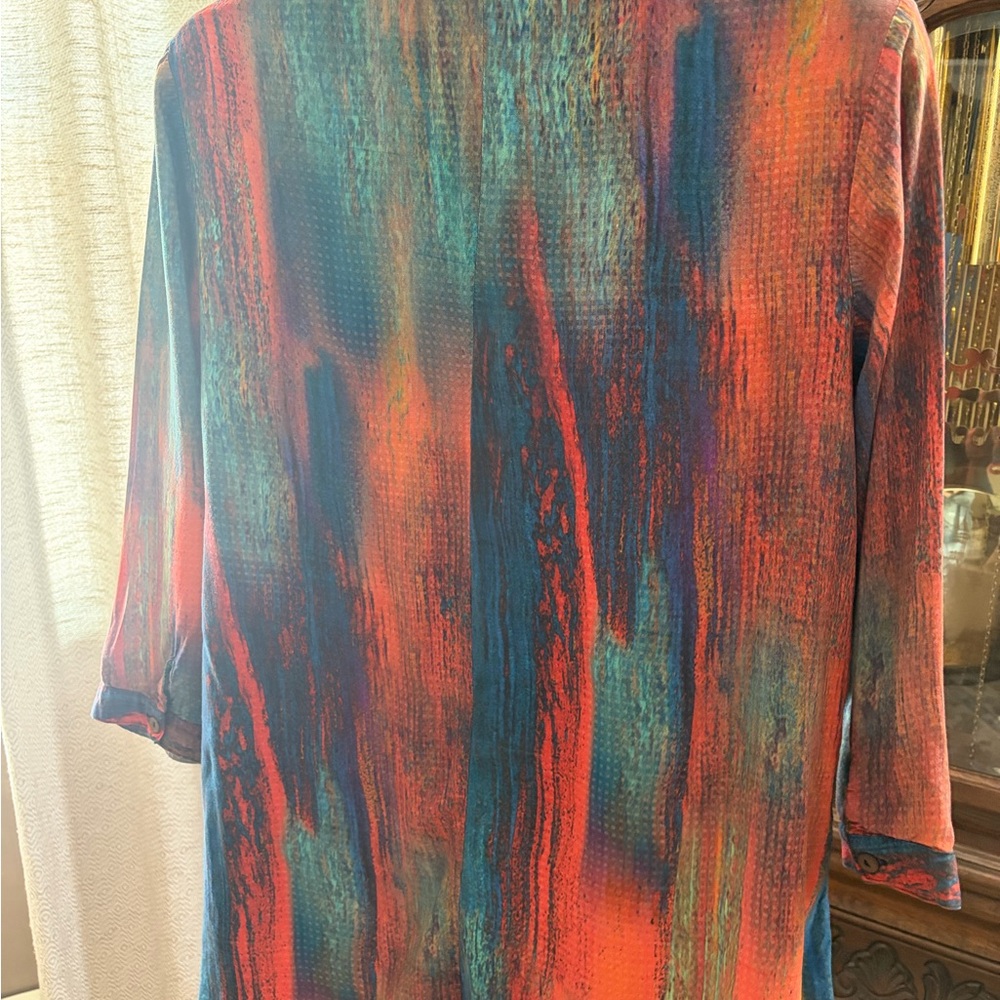 Parsley & Sage artistic tunic, top three-quarter sleeve split V-neck sizeXL ART - Picture 4 of 8